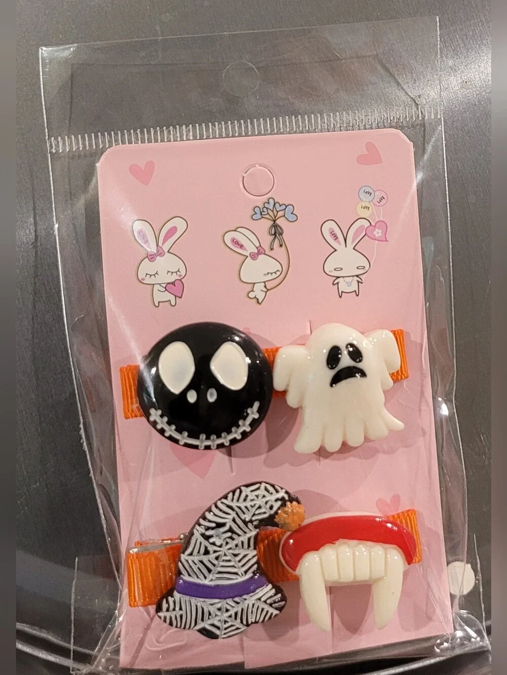 Halloween Hair Clips Set — Black, White, Orange, Red